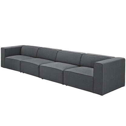Mingle 4 Piece Upholstered Fabric Sofa Set, Fabric, Grey Gray 13739