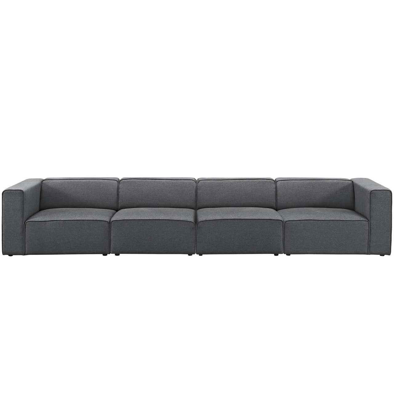 Mingle 4 Piece Upholstered Fabric Sofa Set, Fabric, Grey Gray 13739