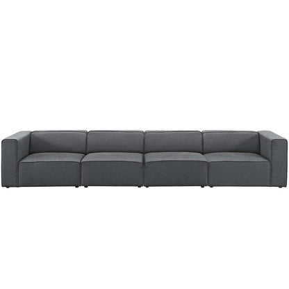 Mingle 4 Piece Upholstered Fabric Sofa Set, Fabric, Grey Gray 13739