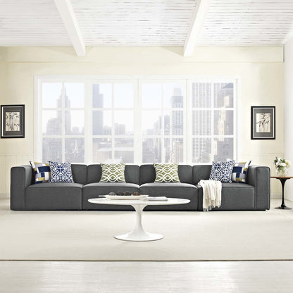 Mingle 4 Piece Upholstered Fabric Sofa Set, Fabric, Grey Gray 13739