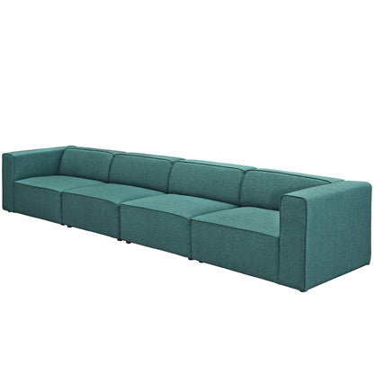 Mingle 4 Piece Upholstered Fabric Sofa Set, Fabric, Aqua Blue 13740