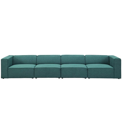 Mingle 4 Piece Upholstered Fabric Sofa Set, Fabric, Aqua Blue 13740