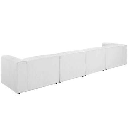 Mingle 4 Piece Upholstered Fabric Sofa Set, Fabric, White 13741