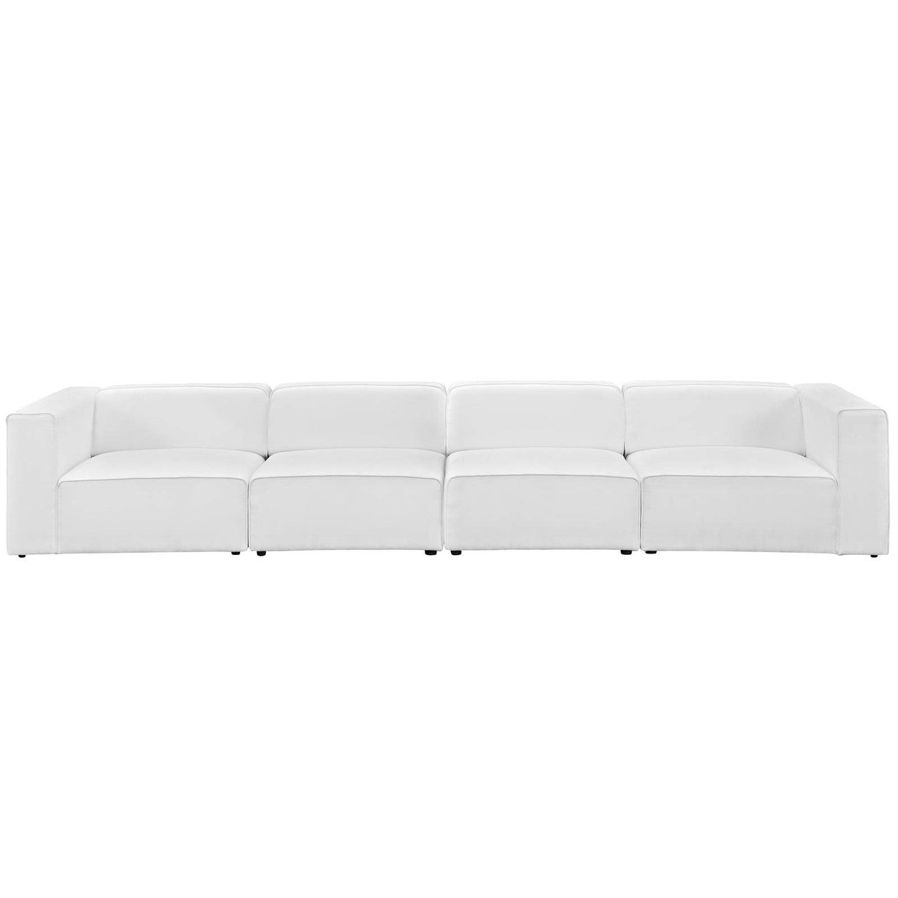 Mingle 4 Piece Upholstered Fabric Sofa Set, Fabric, White 13741