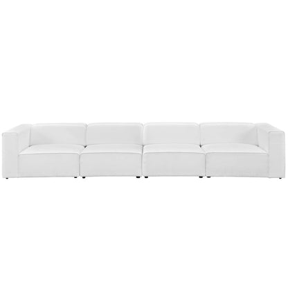 Mingle 4 Piece Upholstered Fabric Sofa Set, Fabric, White 13741