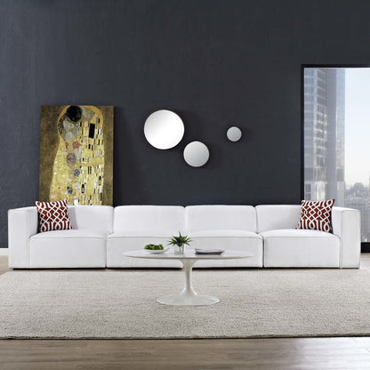 Mingle 4 Piece Upholstered Fabric Sofa Set, Fabric, White 13741