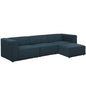 Mingle 4 Piece Upholstered Fabric Sectional Sofa Set, Fabric, Blue 13742