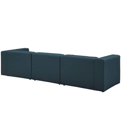 Mingle 4 Piece Upholstered Fabric Sectional Sofa Set, Fabric, Blue 13742