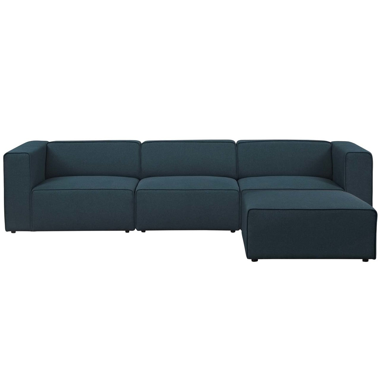 Mingle 4 Piece Upholstered Fabric Sectional Sofa Set, Fabric, Blue 13742