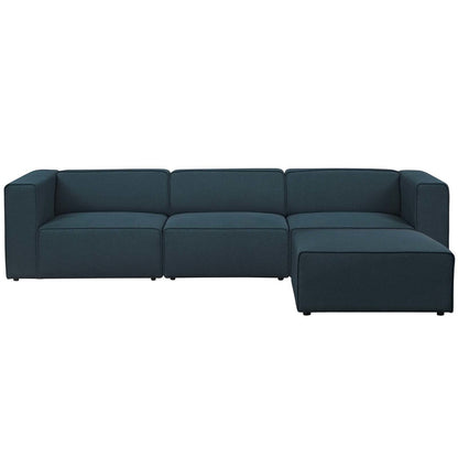 Mingle 4 Piece Upholstered Fabric Sectional Sofa Set, Fabric, Blue 13742