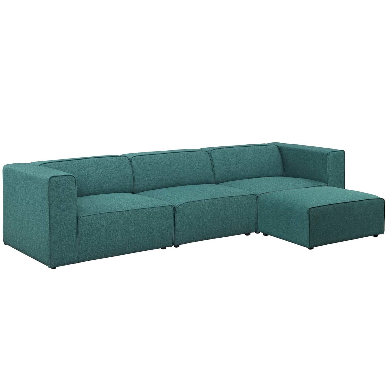 Mingle 4 Piece Upholstered Fabric Sectional Sofa Set, Fabric, Aqua Blue 13744