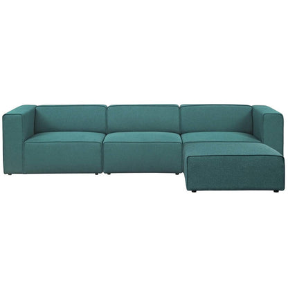 Mingle 4 Piece Upholstered Fabric Sectional Sofa Set, Fabric, Aqua Blue 13744