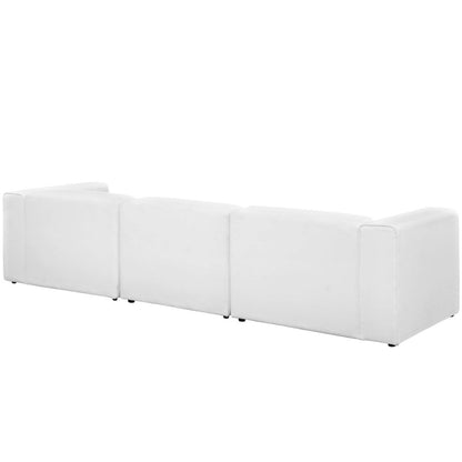 Mingle 4 Piece Upholstered Fabric Sectional Sofa Set, Fabric, White 13745