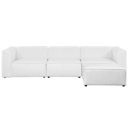 Mingle 4 Piece Upholstered Fabric Sectional Sofa Set, Fabric, White 13745