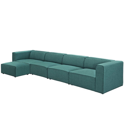 Mingle 5 Piece Upholstered Fabric Sectional Sofa Set, Fabric, Aqua Blue 13748