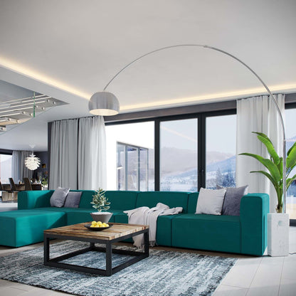 Mingle 5 Piece Upholstered Fabric Sectional Sofa Set, Fabric, Aqua Blue 13748