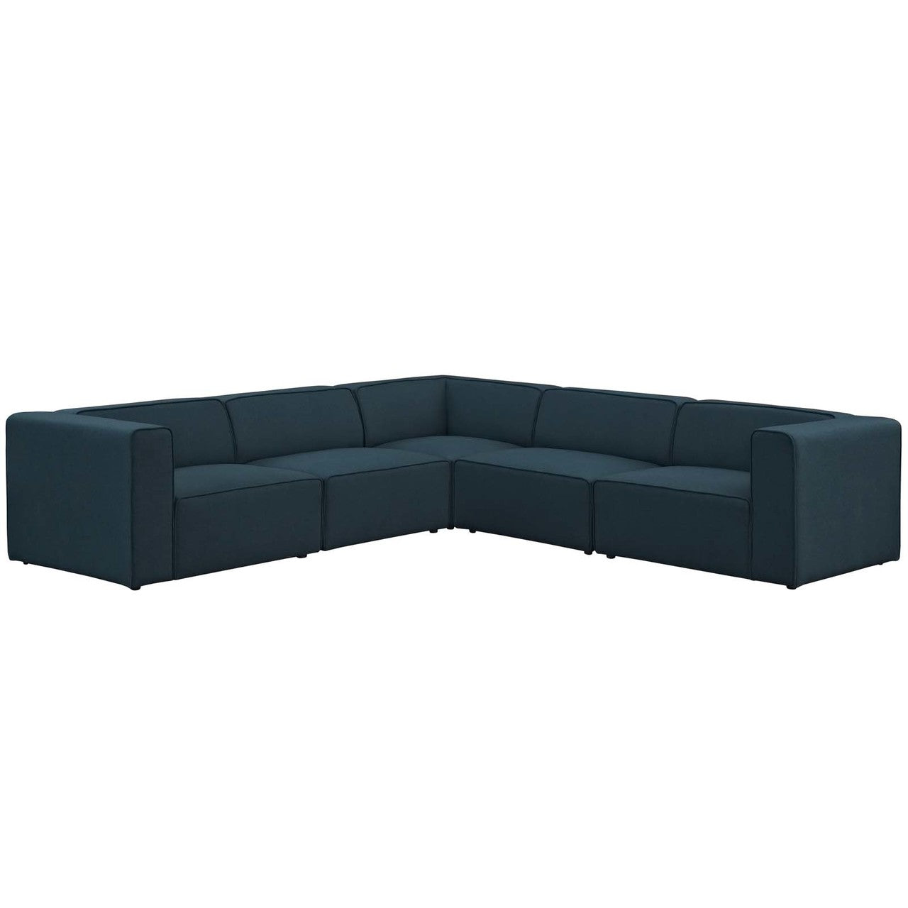 Mingle 5 Piece Upholstered Fabric Sectional Sofa Set, Fabric, Blue 13750