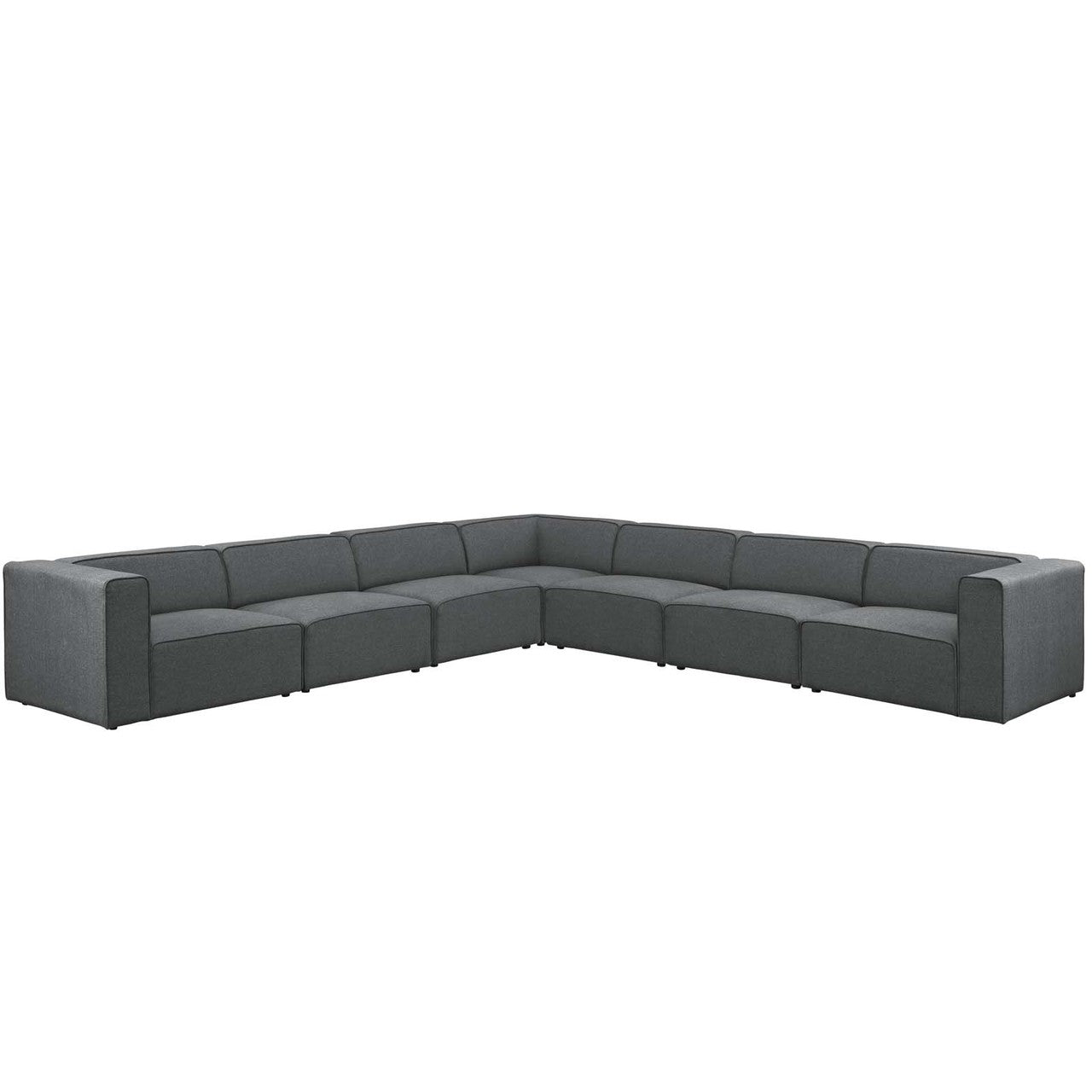 Mingle 7 Piece Upholstered Fabric Sectional Sofa Set, Fabric, Grey Gray 13755