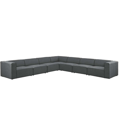 Mingle 7 Piece Upholstered Fabric Sectional Sofa Set, Fabric, Grey Gray 13755