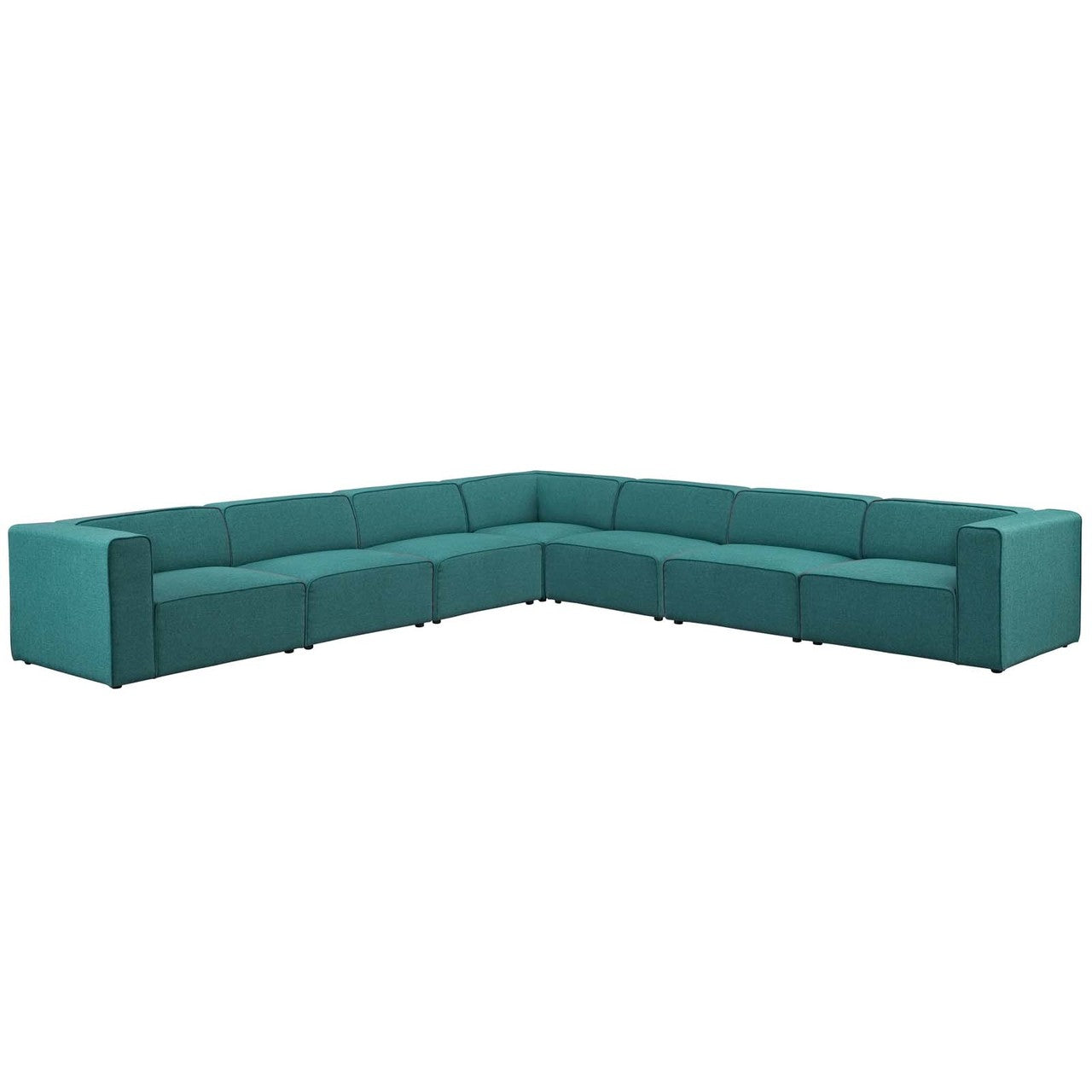 Mingle 7 Piece Upholstered Fabric Sectional Sofa Set, Fabric, Aqua Blue 13756