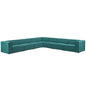Mingle 7 Piece Upholstered Fabric Sectional Sofa Set, Fabric, Aqua Blue 13756