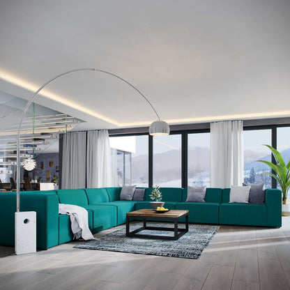 Mingle 7 Piece Upholstered Fabric Sectional Sofa Set, Fabric, Aqua Blue 13756