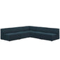 Mingle 5 Piece Upholstered Fabric Armless Sectional Sofa Set, Fabric, Blue 13758
