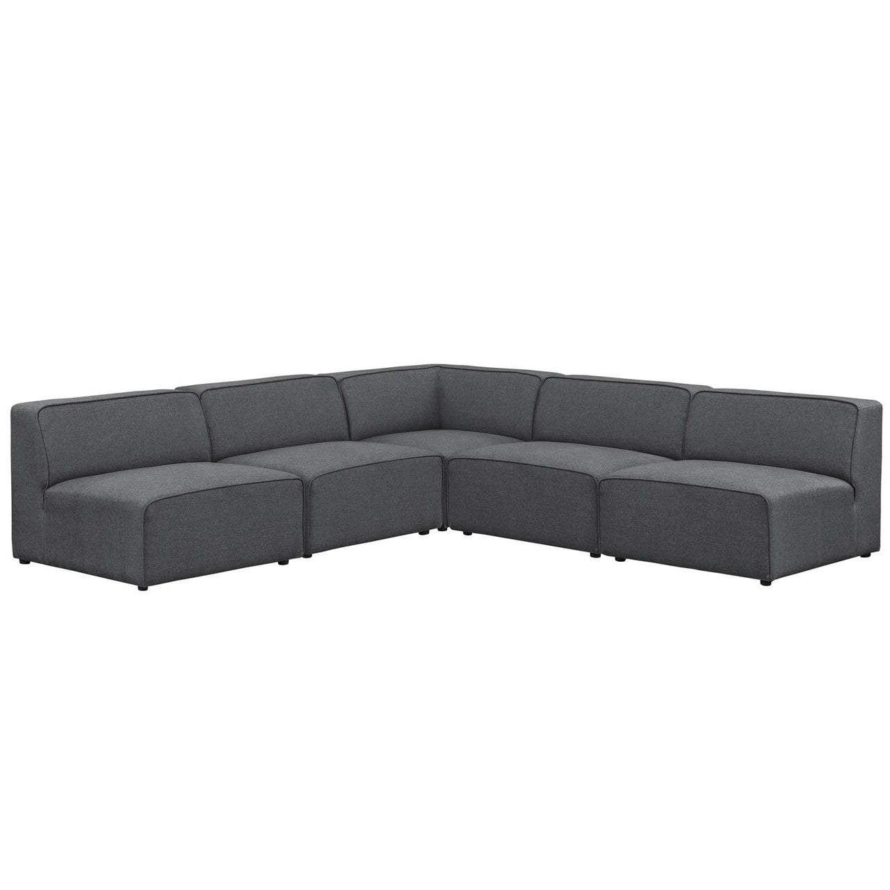 Mingle 5 Piece Upholstered Fabric Armless Sectional Sofa Set, Fabric, Grey Gray 13759
