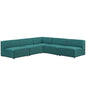 Mingle 5 Piece Upholstered Fabric Armless Sectional Sofa Set, Fabric, Aqua Blue 13760