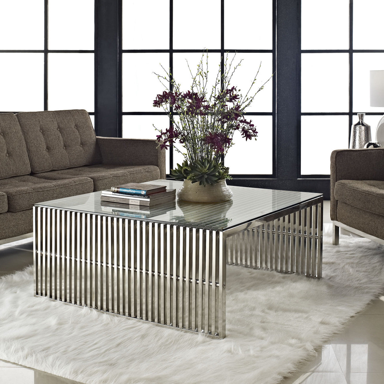 Gridiron Coffee Table in Silver