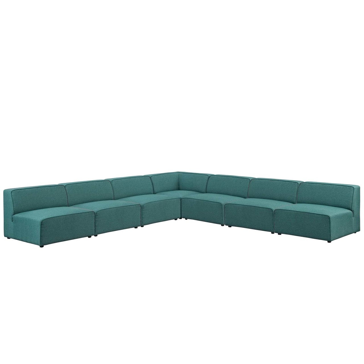 Mingle 7 Piece Upholstered Fabric Sectional Sofa Set, Fabric, Aqua Blue 13764
