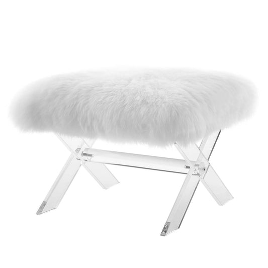 Swift Sheepskin Bench, Metal Steel Skin, Clear 13766