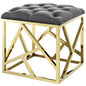 Intersperse Ottoman, Velvet Fabric Metal Steel, Gold Gray 13769