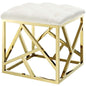 Intersperse Ottoman, Velvet Fabric Metal Steel, Gold Ivory 13770