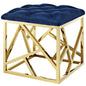 Intersperse Ottoman, Velvet Fabric Metal Steel, Gold Navy 13771