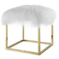Anticipate Ottoman, Velvet Fabric Metal Steel, Gold White 13777