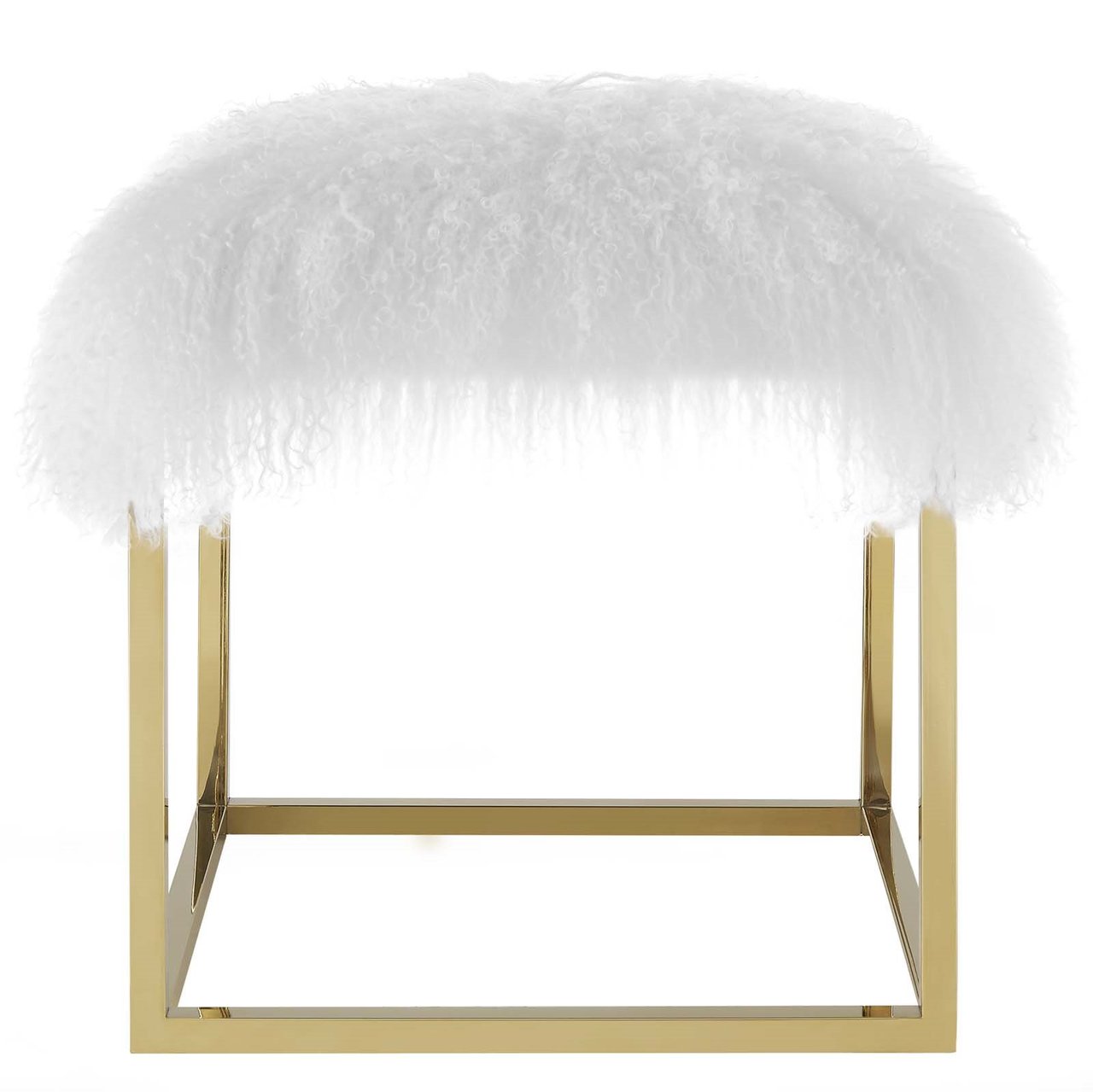 Anticipate Ottoman, Velvet Fabric Metal Steel, Gold White 13777