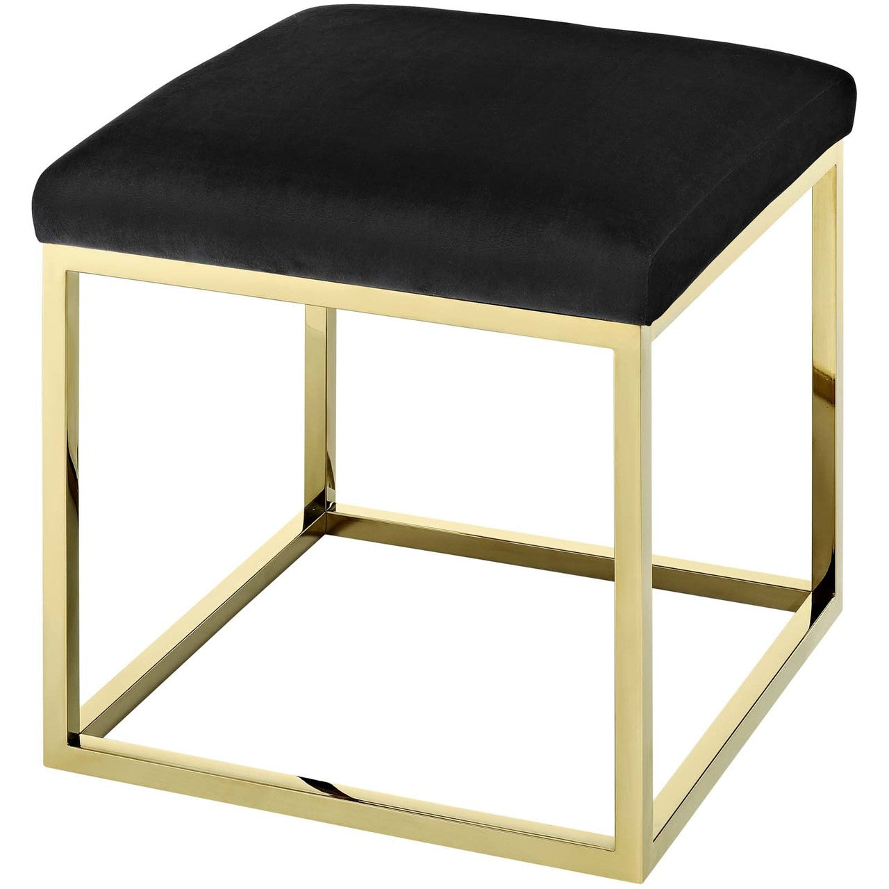 Anticipate Ottoman, Velvet Fabric Metal Steel, Gold Black 13778