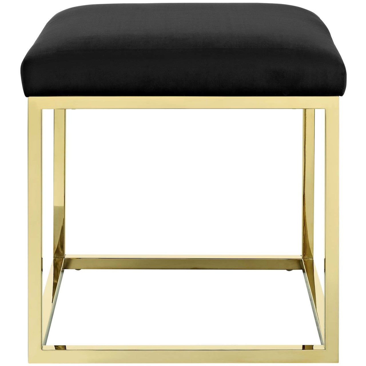 Anticipate Ottoman, Velvet Fabric Metal Steel, Gold Black 13778