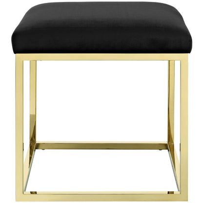 Anticipate Ottoman, Velvet Fabric Metal Steel, Gold Black 13778