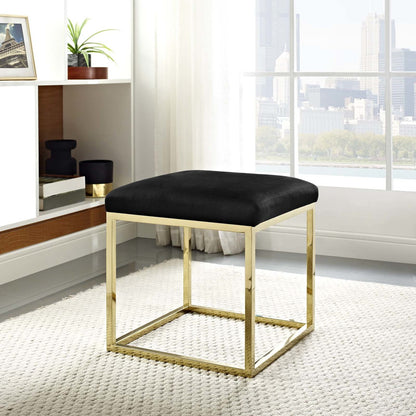 Anticipate Ottoman, Velvet Fabric Metal Steel, Gold Black 13778
