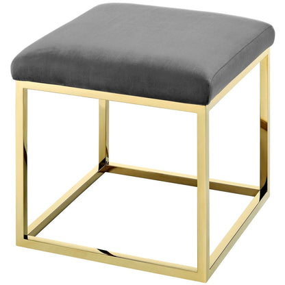 Anticipate Ottoman, Velvet Fabric Metal Steel, Gold Gray 13779