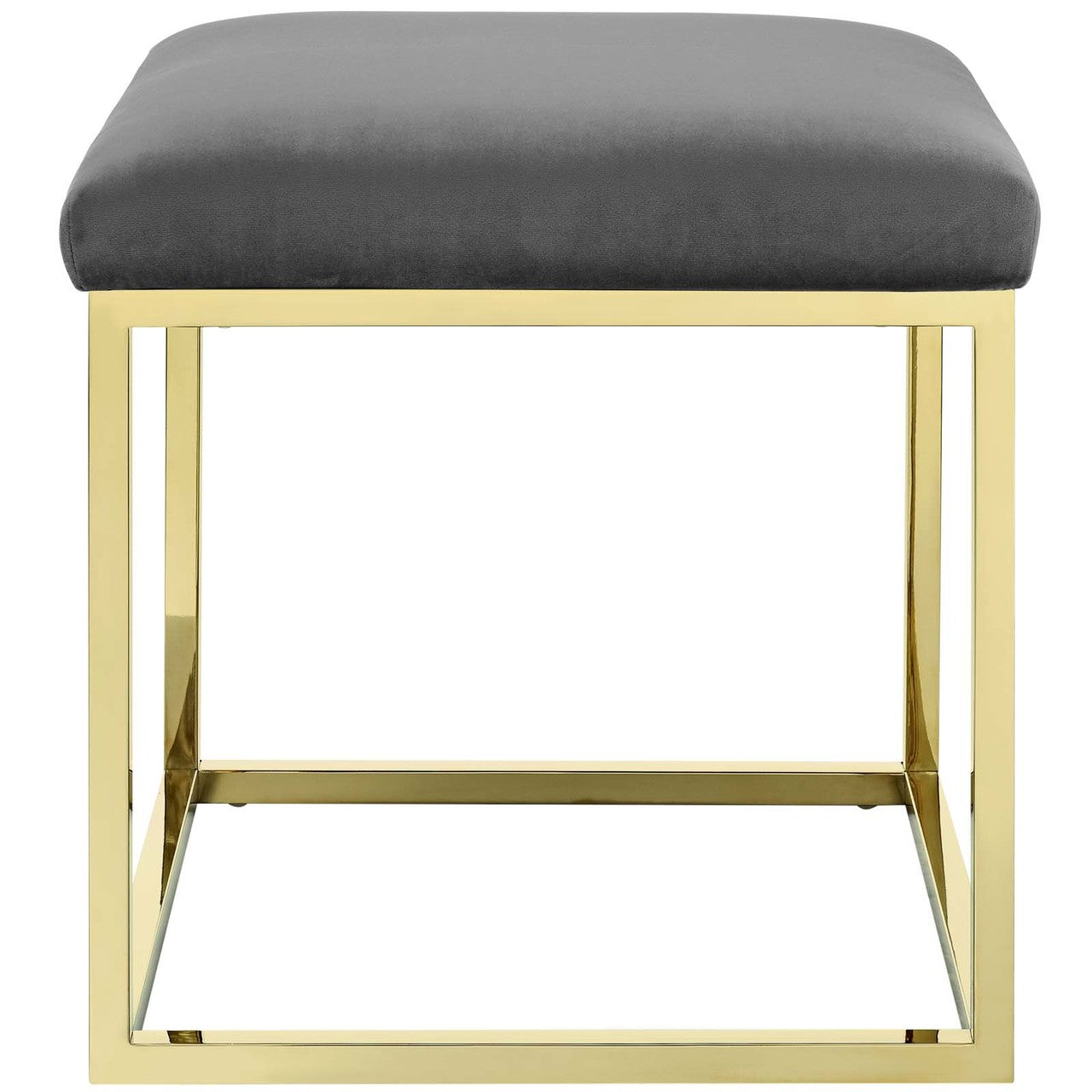 Anticipate Ottoman, Velvet Fabric Metal Steel, Gold Gray 13779
