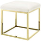 Anticipate Ottoman, Velvet Fabric Metal Steel, Gold Ivory 13780