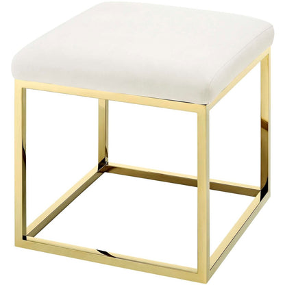 Anticipate Ottoman, Velvet Fabric Metal Steel, Gold Ivory 13780