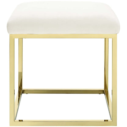 Anticipate Ottoman, Velvet Fabric Metal Steel, Gold Ivory 13780