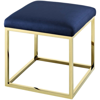 Anticipate Ottoman, Velvet Fabric Metal Steel, Gold Navy 13781