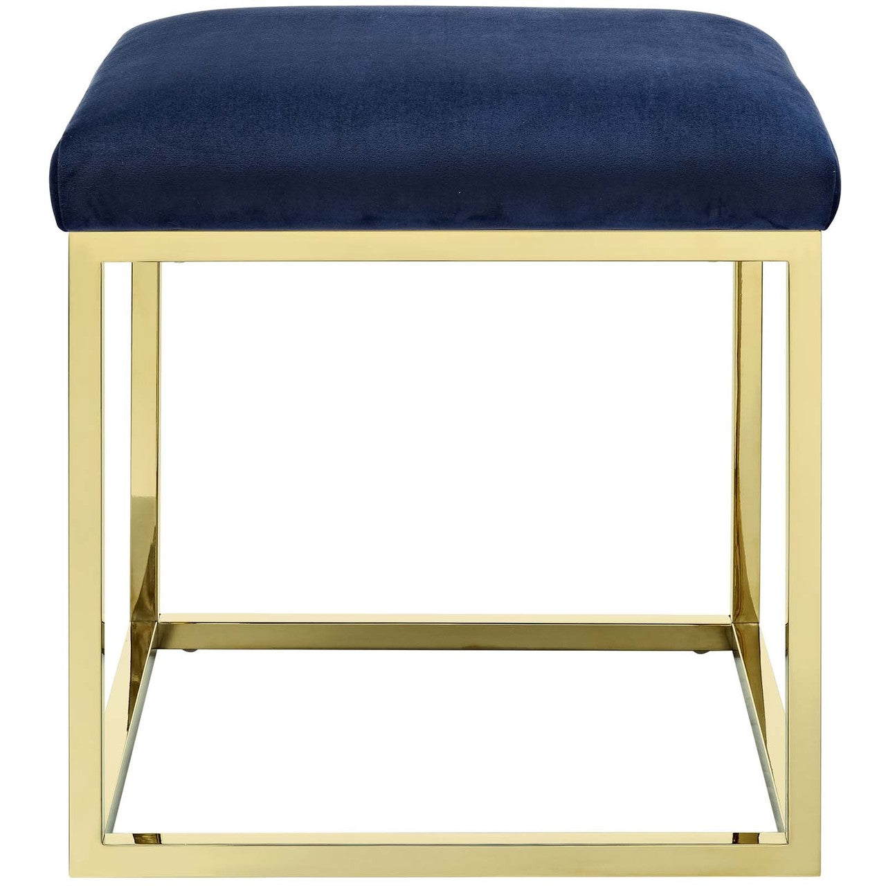 Anticipate Ottoman, Velvet Fabric Metal Steel, Gold Navy 13781