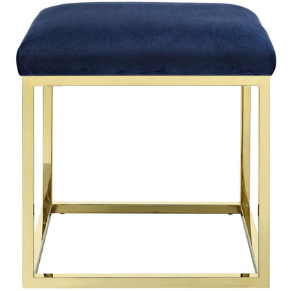 Anticipate Ottoman, Velvet Fabric Metal Steel, Gold Navy 13781