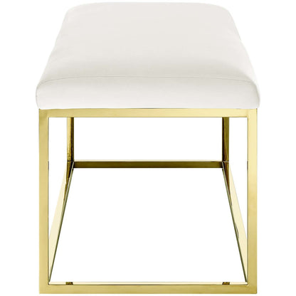 Anticipate Fabric Bench, Velvet Fabric Metal Steel, Gold Ivory 13785
